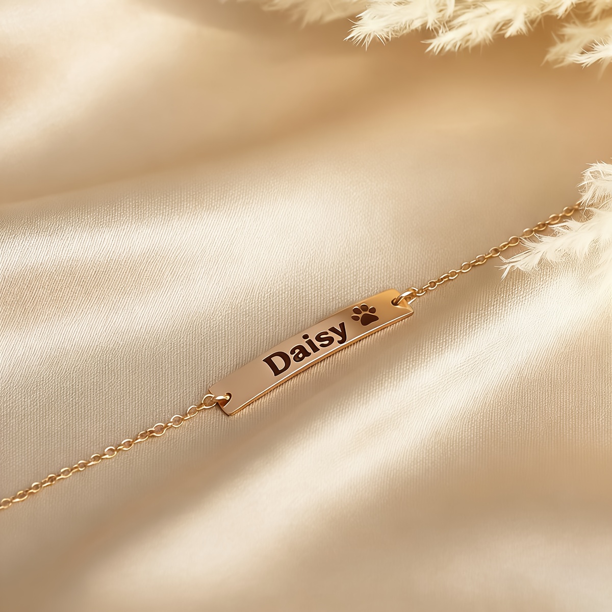 Personalized 18K Gold Plated Pet Paw Print Memorial Bracelet